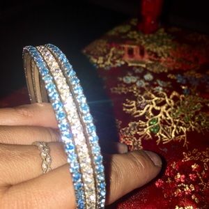 3 Single Rhinestone Bangles As A Set